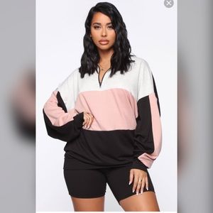 Fashion Nova quarter zip sweater biker short set